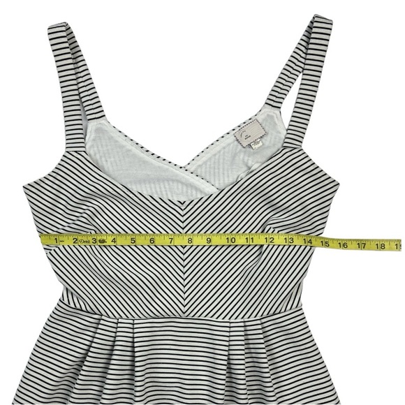 Anthropology White Black Strip Postage Stamp 9-H15 STCL A-Line Scoop Dress Sz:M - Picture 7 of 12